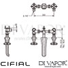 Cifial 31110HC Hexa Wall-Mounted Washbasin Mixer 3F Dimensions